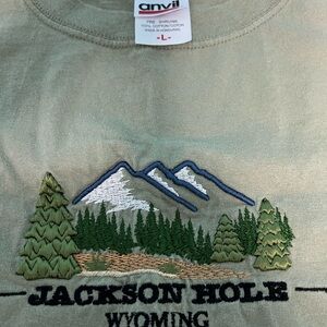 Vintage Anvil Sage Green Jackson Hole Embroidered Tee